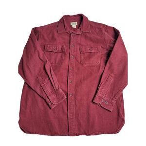 2623 L.L. Bean‎ Maroon Heavy Flannel LS Button Down Men's Large